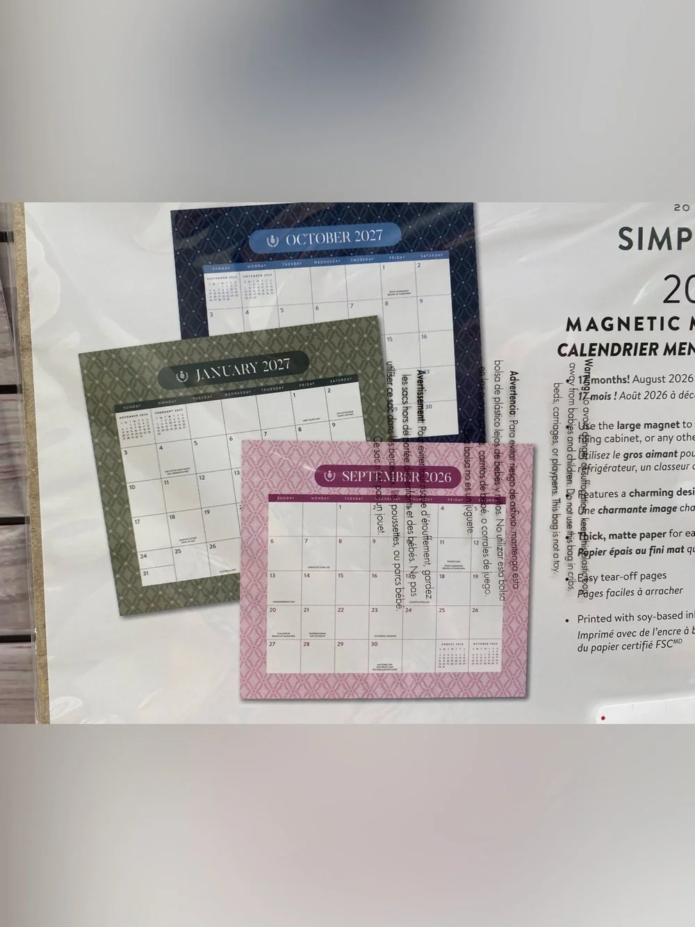 Simplified ❤️ 17-month 2027 Magnetic Monthly Pad Calendar New